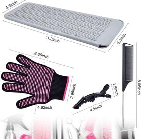 img 3 attached to 🔥 Professional Heat Gloves for Hair Styling - Morgles 2Pcs Resistant Gloves, Silicone Heat Mat, 6pcs Hair Clips & 2pcs Styling Comb for Curling Iron Wands & Flat Iron