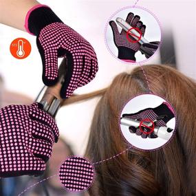 img 1 attached to 🔥 Professional Heat Gloves for Hair Styling - Morgles 2Pcs Resistant Gloves, Silicone Heat Mat, 6pcs Hair Clips & 2pcs Styling Comb for Curling Iron Wands & Flat Iron