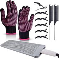 🔥 professional heat gloves for hair styling - morgles 2pcs resistant gloves, silicone heat mat, 6pcs hair clips & 2pcs styling comb for curling iron wands & flat iron logo