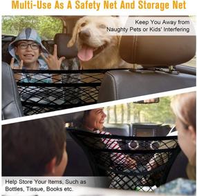 img 2 attached to rabbitgoo Dog Car Net Barrier: 3-Layer Mesh Organizer, Metal Hooks, &amp; Storage Pouch