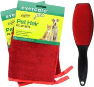 🧤 2-pack evercare pet hair remover glove pic-up mitt + 1 magic lint brush for pet hair removal on clothes, furniture, and travel logo