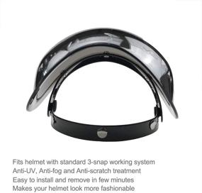 img 1 attached to 🏍️ WANCAR Motorcycle Standard 3-Snap Button Flip Up Down Universal Bubble Visor: Mirrored Wind Shield for Open Face Half Helmet