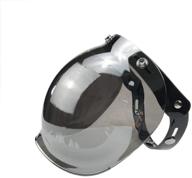 🏍️ wancar motorcycle standard 3-snap button flip up down universal bubble visor: mirrored wind shield for open face half helmet logo