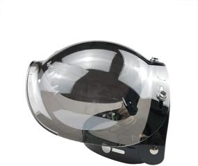 img 2 attached to 🏍️ WANCAR Motorcycle Standard 3-Snap Button Flip Up Down Universal Bubble Visor: Mirrored Wind Shield for Open Face Half Helmet