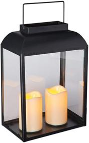 img 3 attached to 🕯️ Stylish and Convenient: Lights4fun Large Black Metal Battery-Operated LED Flameless Candle Lantern for Indoor and Outdoor Use