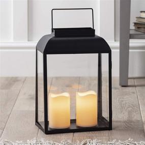 img 2 attached to 🕯️ Stylish and Convenient: Lights4fun Large Black Metal Battery-Operated LED Flameless Candle Lantern for Indoor and Outdoor Use