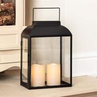 🕯️ stylish and convenient: lights4fun large black metal battery-operated led flameless candle lantern for indoor and outdoor use логотип