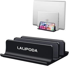 img 4 attached to 🖥️ Вертикальный стенд для ноутбука: двойной держатель для MacBook, телефона, Surface и других устройств (улучшенная док-станция, регулируемая до 17,3 дюймов)