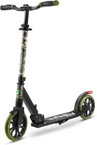 img 4 attached to 🛴 Folding Kick Scooter for Adults and Kids – Unisex Freestyle Scooter with Large Wheels, Easy 1-Kick Open System, Non-Slip Rubber Deck and LED Light – Adjustable Folding Grips Handlebar, 3 Height Options