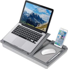 img 4 attached to LapGear Ergo Pro Lap Desk - Gray - 20 Adjustable Angles, Mouse Pad, Phone Holder - Fits Laptops up to 15.6 Inches and Tablets - Style No. 49405