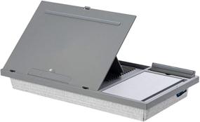 img 1 attached to LapGear Ergo Pro Lap Desk - Gray - 20 Adjustable Angles, Mouse Pad, Phone Holder - Fits Laptops up to 15.6 Inches and Tablets - Style No. 49405