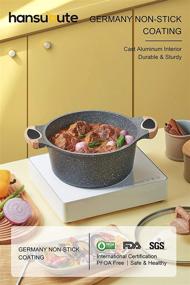 img 1 attached to Кастрюля для индукционных плит Hansubute с каменным антипригарным покрытием - крышка и лопатка для приготовления включены (9,5 дюймов)