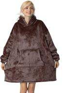 🧥 tormays large brown oversized flannel blanket with long sleeves – cozy wearable with front pocket, sherpa fleece lining for adults, teens, and children (33 inch) logo