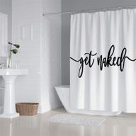 🚿 zengmei 70x70 inches get naked shower curtain set: funny quote, waterproof polyester, 12 hooks (white) logo