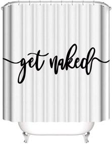 img 3 attached to 🚿 Zengmei 70x70 inches Get Naked Shower Curtain Set: Funny Quote, Waterproof Polyester, 12 Hooks (White)