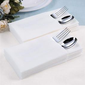 img 3 attached to 🧺 100 Soft and Absorbent Linen-Feel Disposable Hand Towels for Kitchen, Bathroom, Parties, Weddings, Dinners, or Events - Durable Decorative Cloth-Like Guest Towels and Dinner Napkins