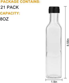 img 3 attached to 🍾 Encheng 8oz Clear Woozy Glass Bottles with Plastic Caps, 250ml Small Wine Bottles with Lids, Square Glass Hot Sauce Bottles, Empty Small Vintage Beverage & Canning Bottles Pack of 21