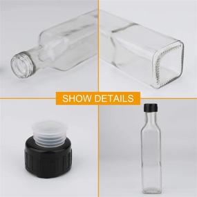 img 2 attached to 🍾 Encheng 8oz Clear Woozy Glass Bottles with Plastic Caps, 250ml Small Wine Bottles with Lids, Square Glass Hot Sauce Bottles, Empty Small Vintage Beverage & Canning Bottles Pack of 21