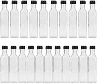 🍾 encheng 8oz clear woozy glass bottles with plastic caps, 250ml small wine bottles with lids, square glass hot sauce bottles, empty small vintage beverage & canning bottles pack of 21 logo