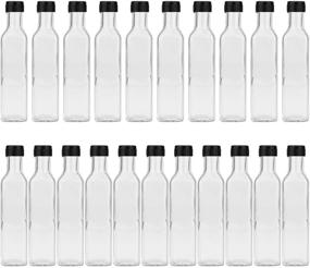 img 4 attached to 🍾 Encheng 8oz Clear Woozy Glass Bottles with Plastic Caps, 250ml Small Wine Bottles with Lids, Square Glass Hot Sauce Bottles, Empty Small Vintage Beverage & Canning Bottles Pack of 21