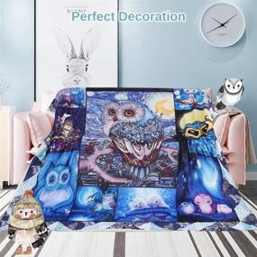 img 3 attached to 🦉 YunTu Owl Blanket - Ultra Soft Sherpa Throw Blankets for Bed Sofa and Couch - Owl Gifts for Owl Lovers - Cozy Warm Blankets