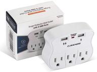 surge protector usb wall mount: power up & expand outlets with 2 usb charging ports for home, school, and office logo