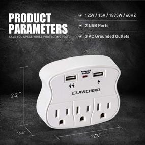 img 3 attached to Surge Protector USB Wall Mount: Power Up & Expand Outlets with 2 USB Charging Ports for Home, School, and Office