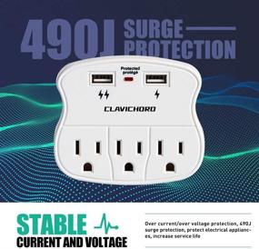 img 2 attached to Surge Protector USB Wall Mount: Power Up & Expand Outlets with 2 USB Charging Ports for Home, School, and Office