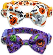 spooktacular 2 pack halloween dog collar set: festive jack-o-lantern and candy corn design with bowtie for dogs of all sizes logo