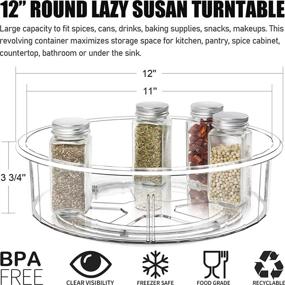 img 3 attached to 🔄 Tiblue Lazy Susan: 12in Clear Spinning Storage Container for Kitchen & Vanity Organization