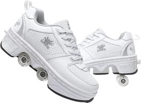 img 4 attached to 🛹 Versatile Roller Skates: Kids/Women's Shoes with Wheels for Girls, Retractable Kick Rollers for Adults, Boys' Skating Shoes, Heel Skates for Kids - Ideal for Sports & Outdoor Recreation, Parkour Shoes