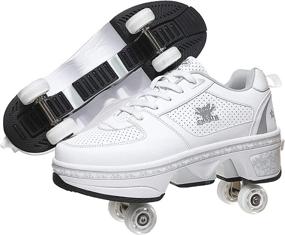 img 3 attached to 🛹 Versatile Roller Skates: Kids/Women's Shoes with Wheels for Girls, Retractable Kick Rollers for Adults, Boys' Skating Shoes, Heel Skates for Kids - Ideal for Sports & Outdoor Recreation, Parkour Shoes