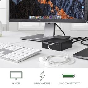 img 2 attached to 💻 High-Performance Plugable USB C Dock: 85W Charging, Thunderbolt 3 & USB-C MacBook Compatibility, 4K@30Hz HDMI, Ethernet, USB 3.0 Ports, USB-C PD, VESA Mount Included