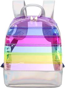 img 4 attached to Multicolor Rainbow Backpacks Holographic Backpack
