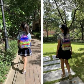 img 1 attached to Multicolor Rainbow Backpacks Holographic Backpack