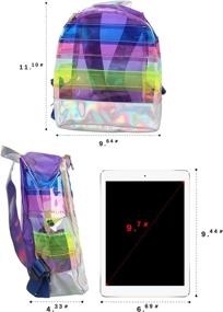 img 3 attached to Multicolor Rainbow Backpacks Holographic Backpack