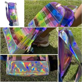 img 2 attached to Multicolor Rainbow Backpacks Holographic Backpack