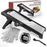 🥔 mdcgfod mandoline slicer: stainless steel adjustable blade, julienne vegetable onion potato chip french fry cutter - kitchen food slicer with cut resistant gloves logo