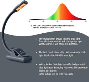 img 2 attached to Vekkia 2021 New Amber Rechargeable 9LED Eye-Care Book Light for Reading in Bed, 3 Colors, 6 Brightness Levels, Up to 75 Hours Reading. Perfect Gift for Bookworms. (Blue)