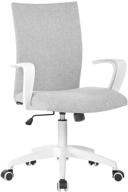 🪑 lianfeng ergonomic mid back swivel office chair - adjustable height desk chair with armrest - grey and white office chair for comfortable working logo