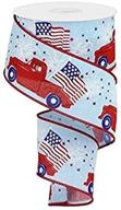 🚛 patriotic vintage truck wired edge ribbon - 2.5" x 10 yards (pale blue): show your american spirit in style! logo