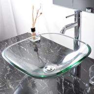 aquaterior bathroom tempered glass vessel sink: natural clear square shape transparent basin - stylish and functional addition to your bath décor logo