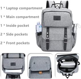 img 2 attached to 🎒 Vintage Grey Laptop Backpack with Charging Port - Stylish College Bookbag for Women and Men - Anti-Theft Travel Backpack for 15.6 Inch Laptops