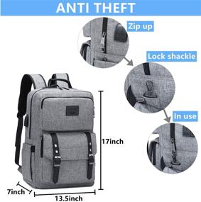 img 3 attached to 🎒 Vintage Grey Laptop Backpack with Charging Port - Stylish College Bookbag for Women and Men - Anti-Theft Travel Backpack for 15.6 Inch Laptops