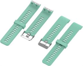 img 2 attached to 📸 High-Quality Teal1 Silicone Band for Garmin Forerunner 35 - Meifox Compatible Replacement