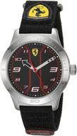 ⌚ ferrari boys stainless steel watch with black velcro fabric strap, model 0810022, quartz movement logo