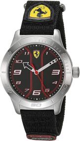 img 4 attached to ⌚ Ferrari Boys Stainless Steel Watch with Black Velcro Fabric Strap, Model 0810022, Quartz Movement