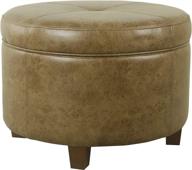 🪑 spacious distressed brown leatherette storage ottoman for your home - homepop large ottoman in faux leather logo