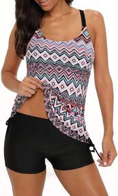 img 4 attached to 👙 Yonique Geometric Athletic Swimwear: Women's Clothing, Swimsuits & Cover Ups