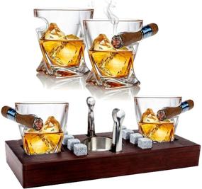 img 4 attached to Experience Classic Sophistication with Bezrat 🥃 Old Fashioned Cigar Whiskey Glasses With Mounted Holder